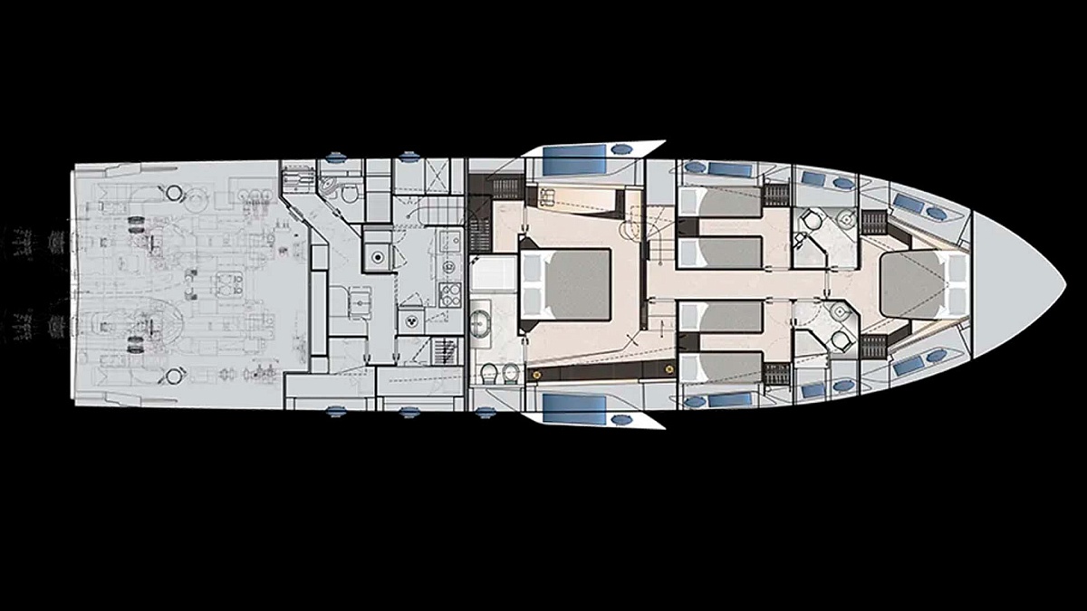 Аренда моторной яхты Pershing 8X в Дубае - ОАЭ - план палубы